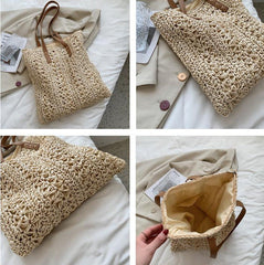 Futurecen - Minimalist Large Capacity Straw Bag Beach Bag - Women Tote Bags