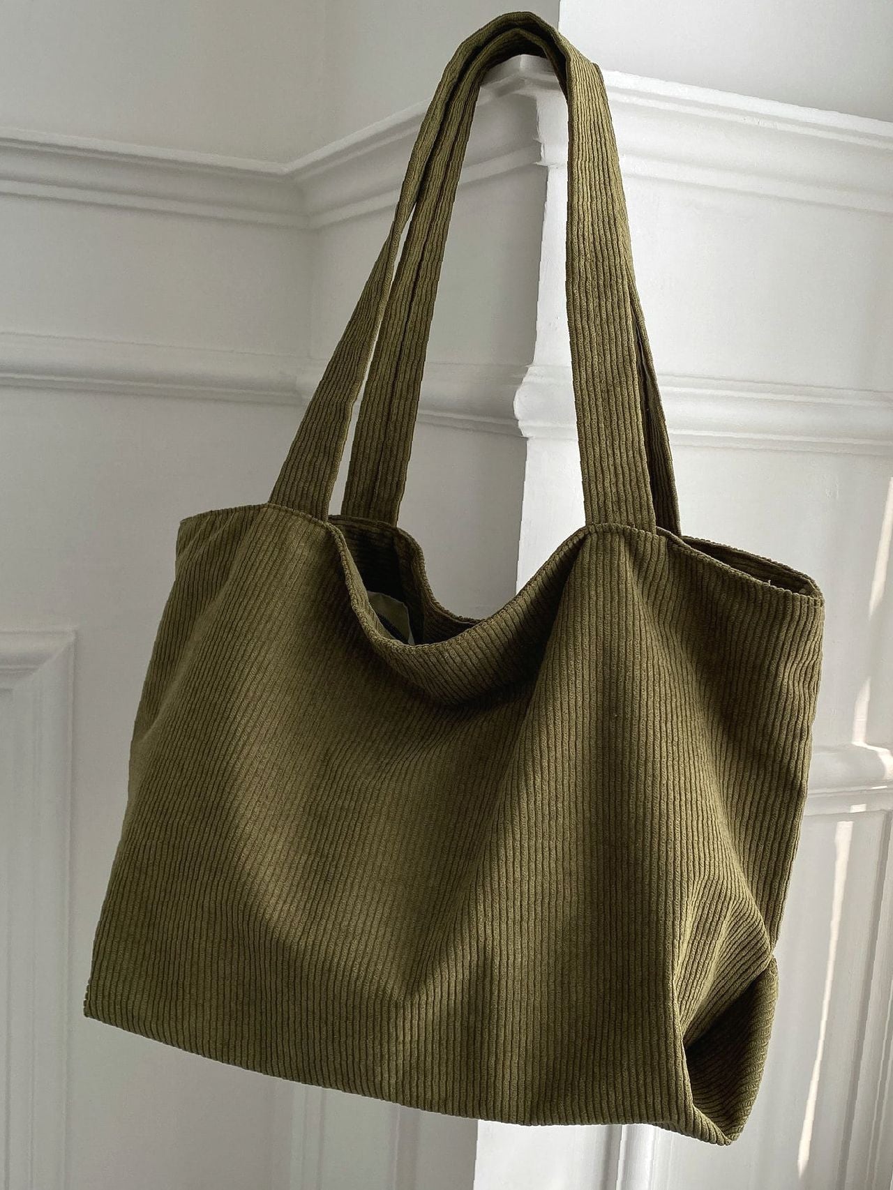 Futurecen - Minimalist Corduroy Shoulder Tote Bag  - Women Tote Bags