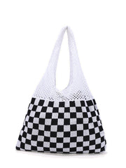 Futurecen - Checkered Pattern Crochet Bag  - Women Tote Bags