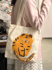 Futurecen - Cartoon Tiger Graphic Shopper Bag  - Women Tote Bags