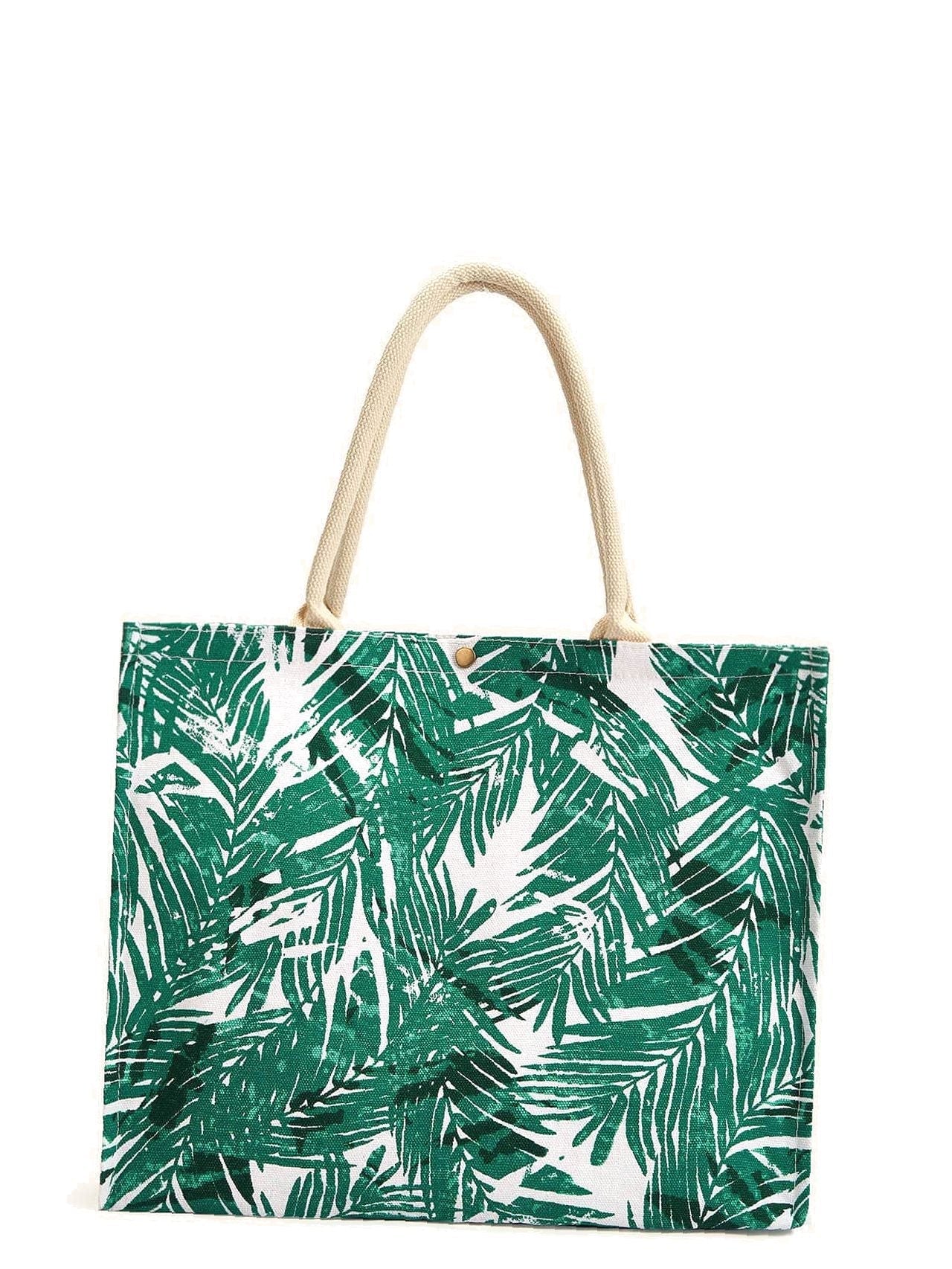 Futurecen - Leaf Print Canvas Tote Bag  - Women Tote Bags