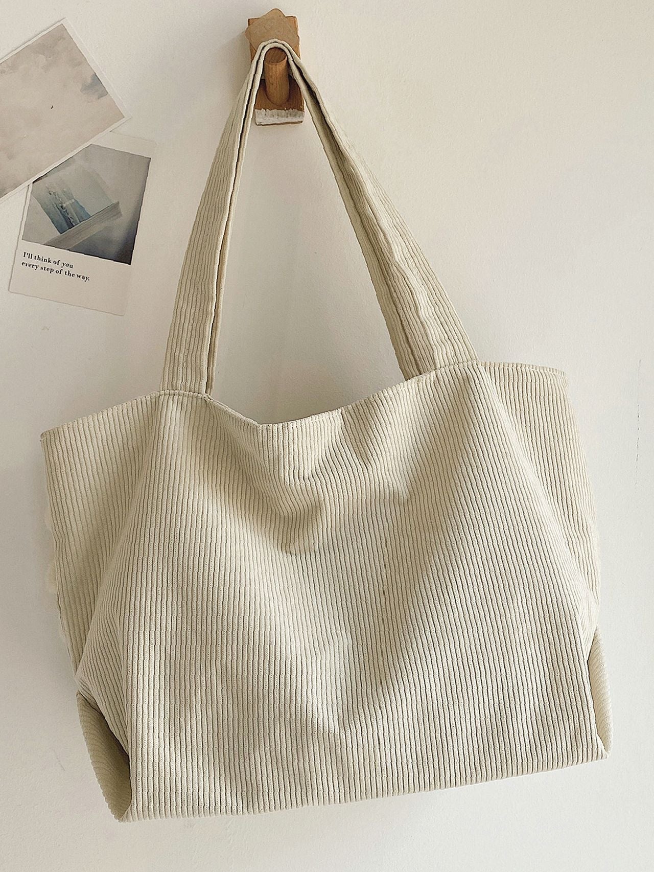 Futurecen - Minimalist Corduroy Shoulder Tote Bag  - Women Tote Bags