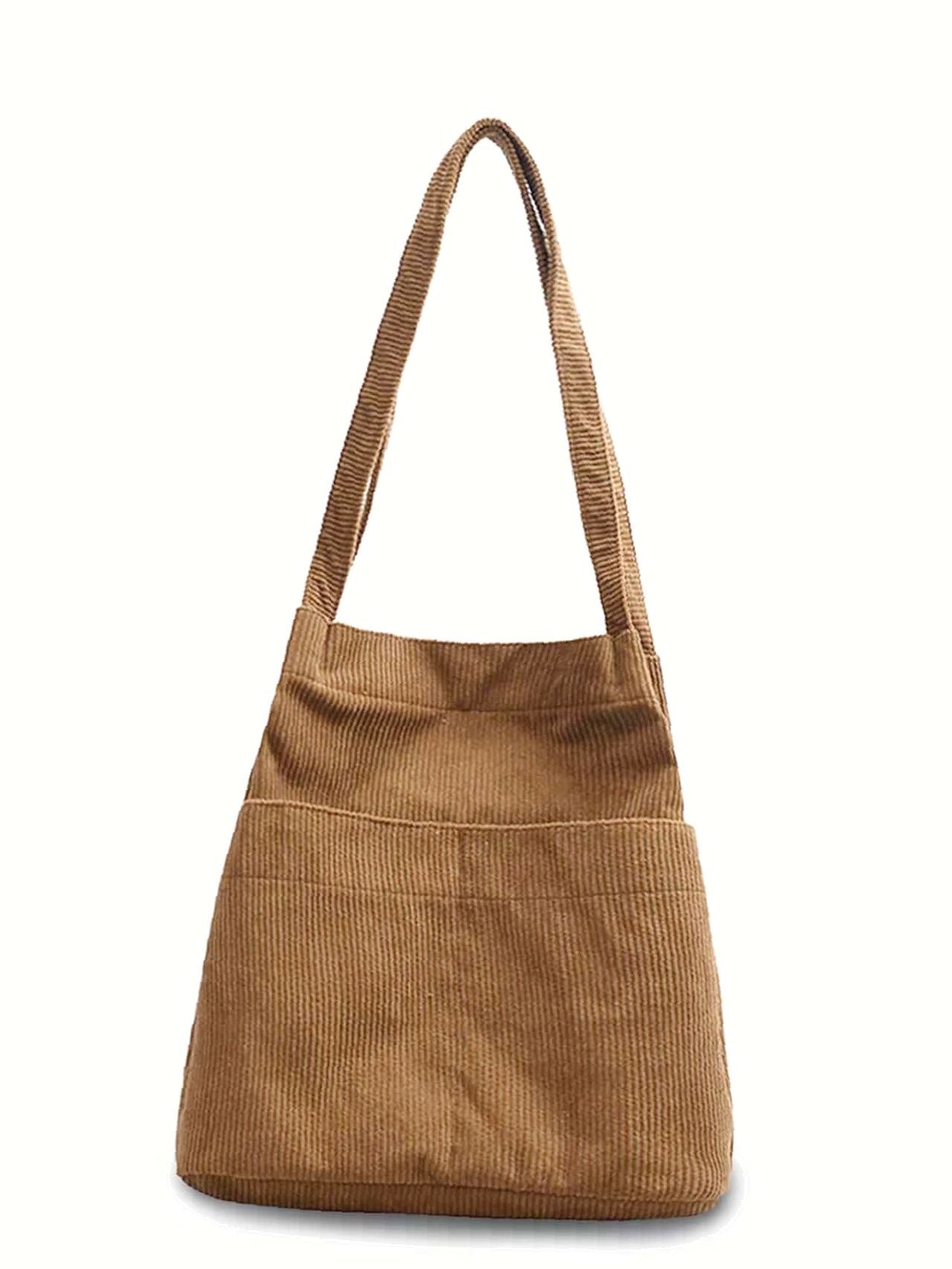 Futurecen - Side Pocket Corduroy Tote Bag  - Women Tote Bags