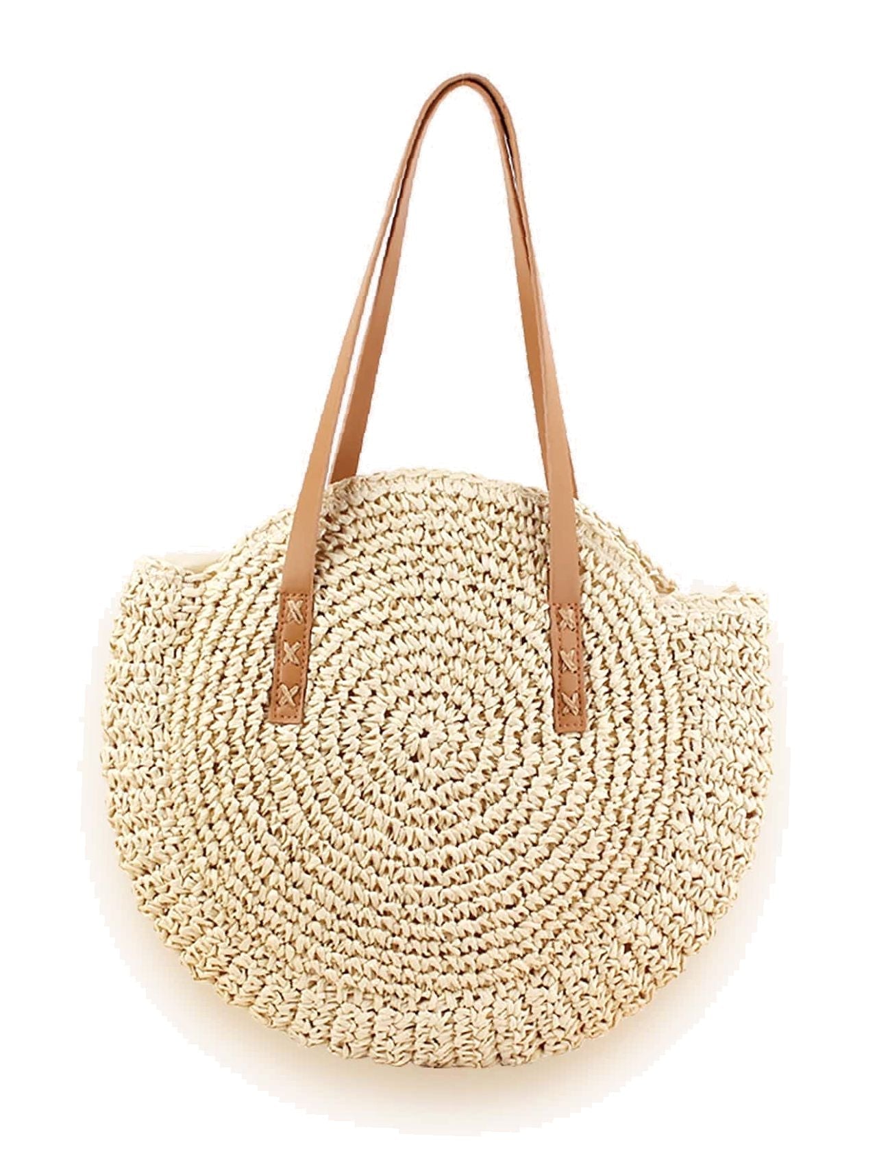 Futurecen - Circle Straw Shoulder Tote Bag  - Women Tote Bags