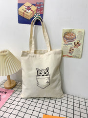 Futurecen - Cat Print Shopper Bag  - Women Tote Bags