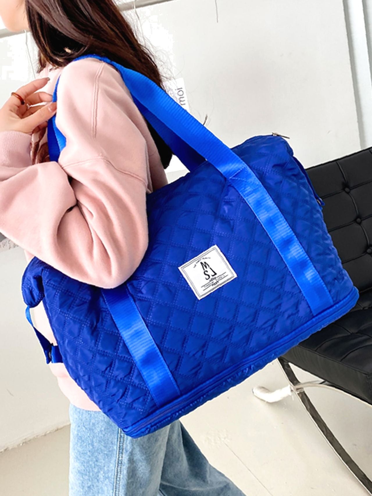 Futurecen - Quilted Patch Detail Duffel Bag  - Women Tote Bags