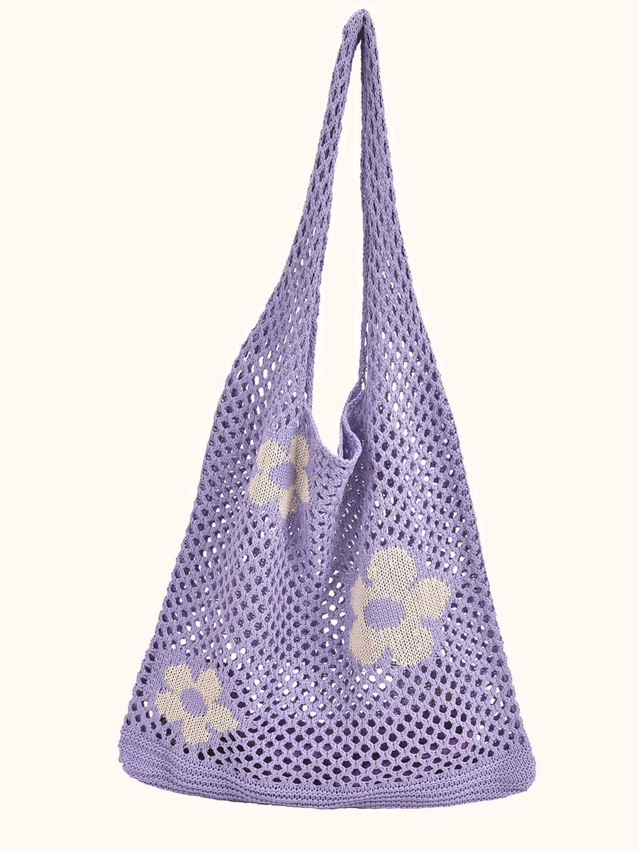 Futurecen - Floral Pattern Crochet Tote Bag  - Women Tote Bags