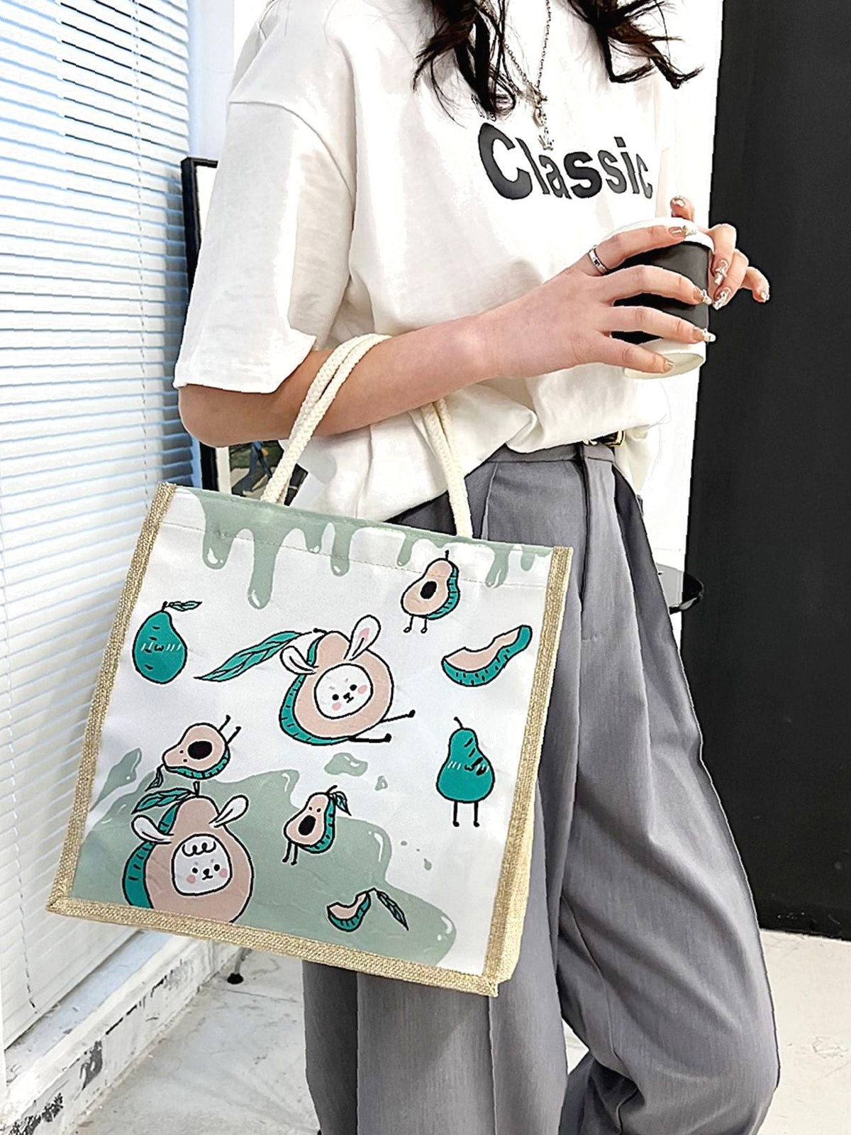 Futurecen - Cartoon Graphic Top Handle Bag  - Women Tote Bags