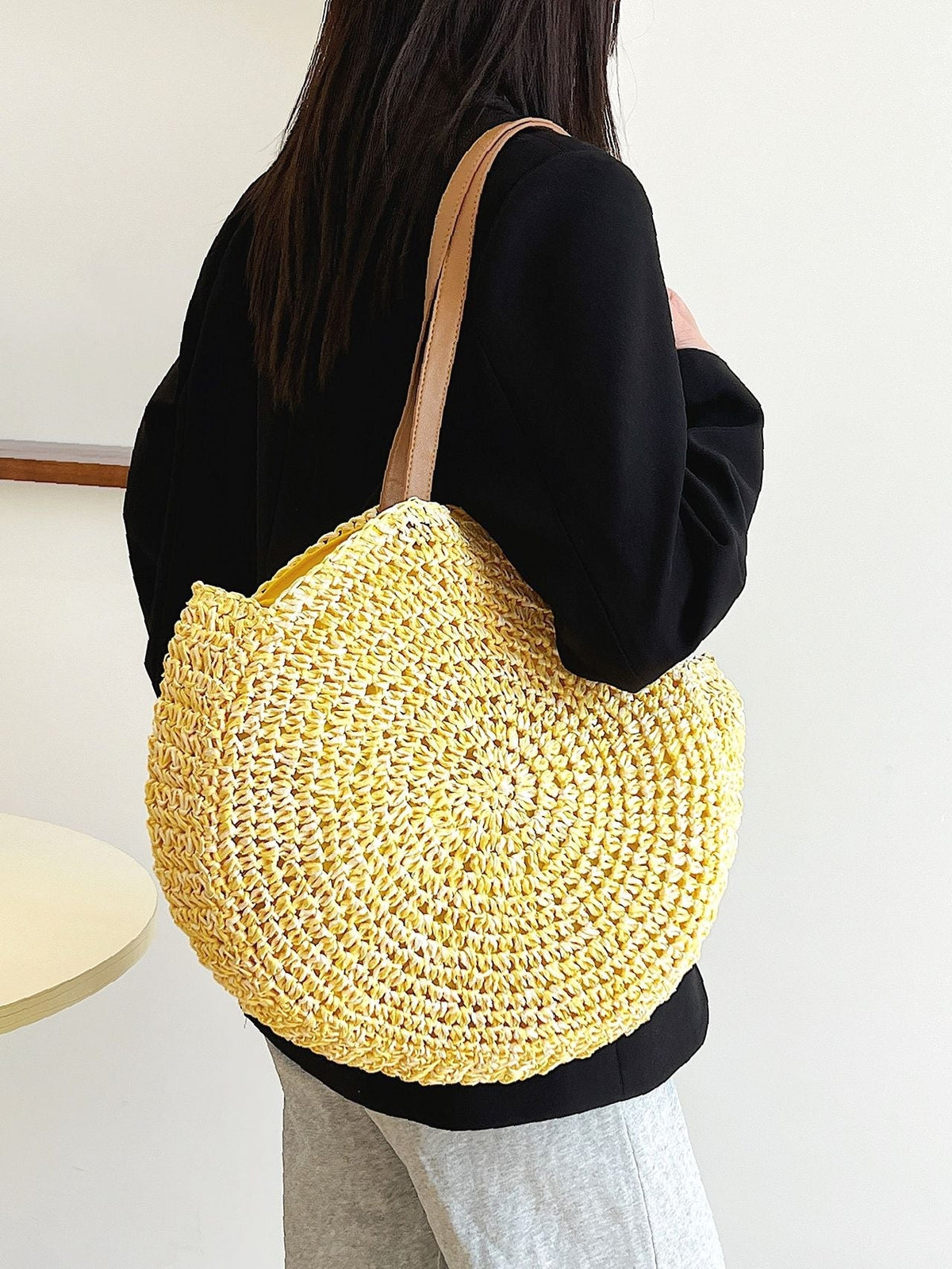 Futurecen - Minimalist Round Straw Bag  - Women Tote Bags