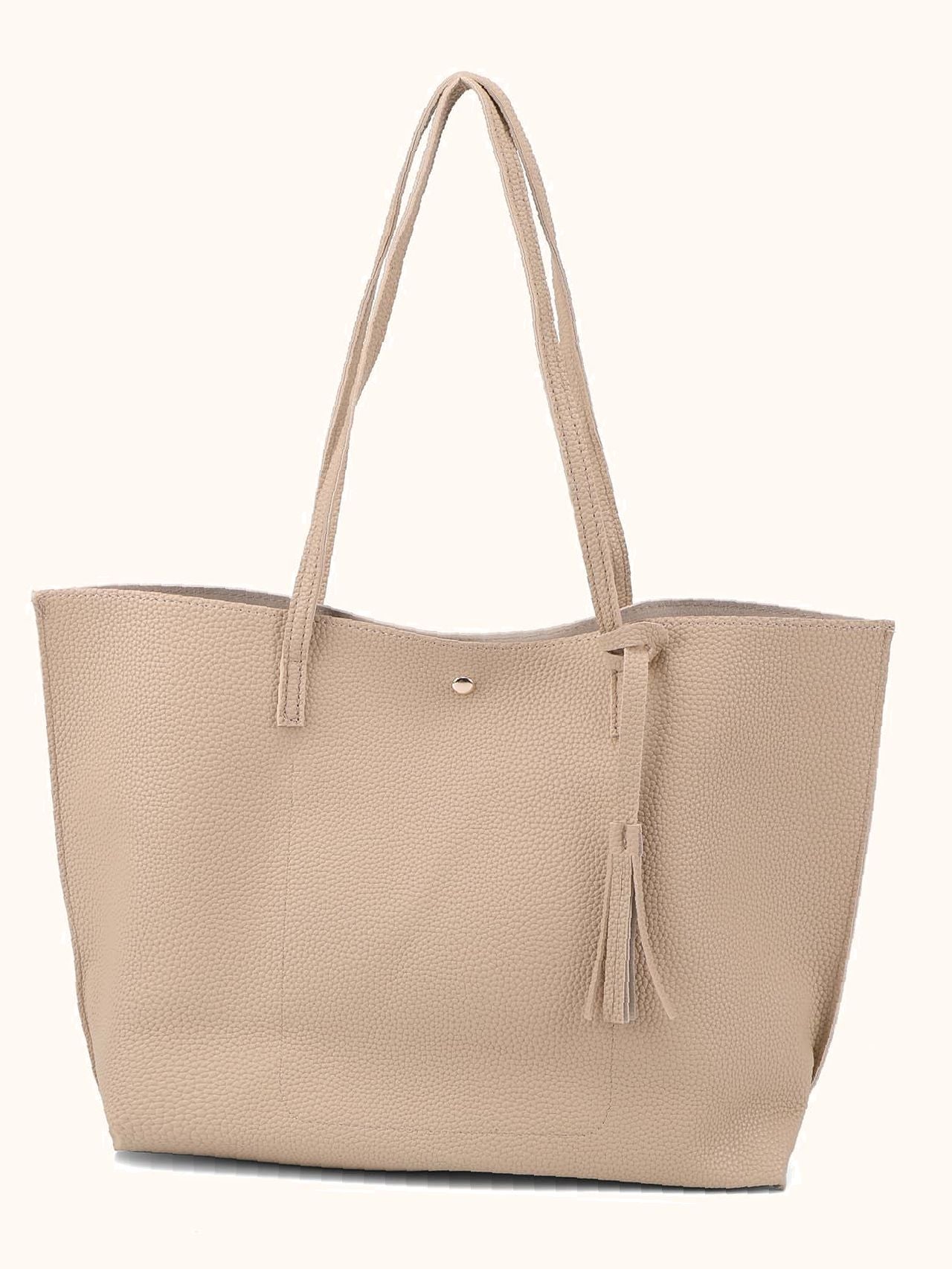 Futurecen - Pebble Embossed Tassel Decor Tote Bag  - Women Tote Bags