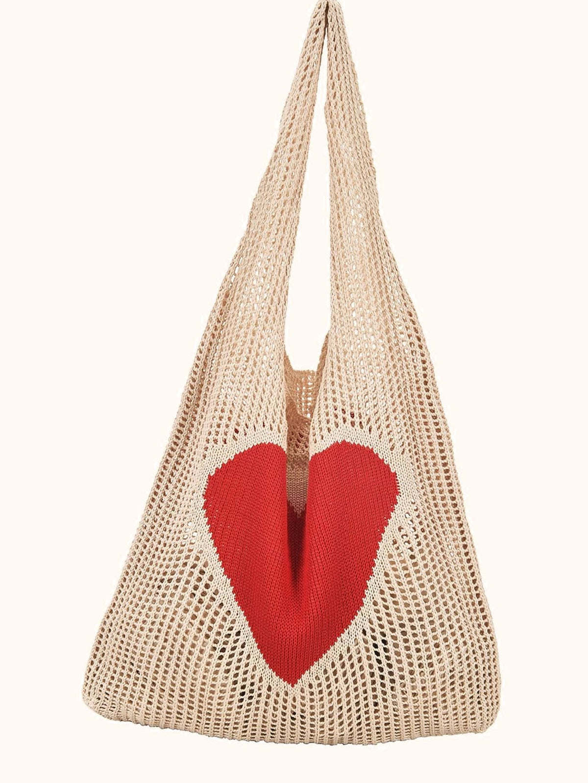 Futurecen - Heart Pattern Crochet Tote Bag  - Women Tote Bags