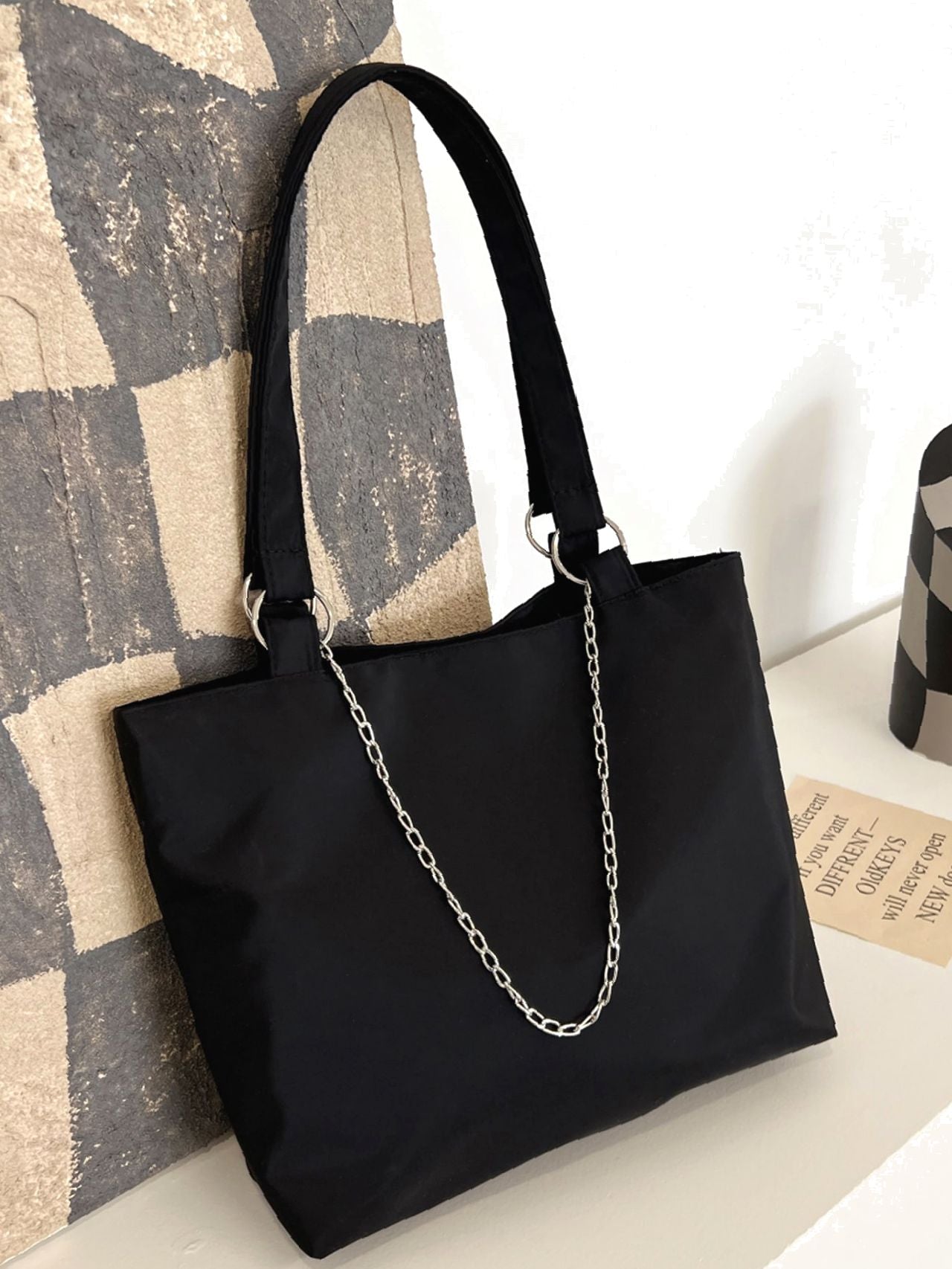 Futurecen - Minimalist Chain Decor Tote Bag  - Women Tote Bags