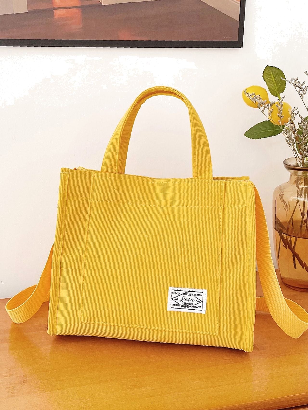 Futurecen - Letter Patch Top Handle Shopper Bag  - Women Tote Bags