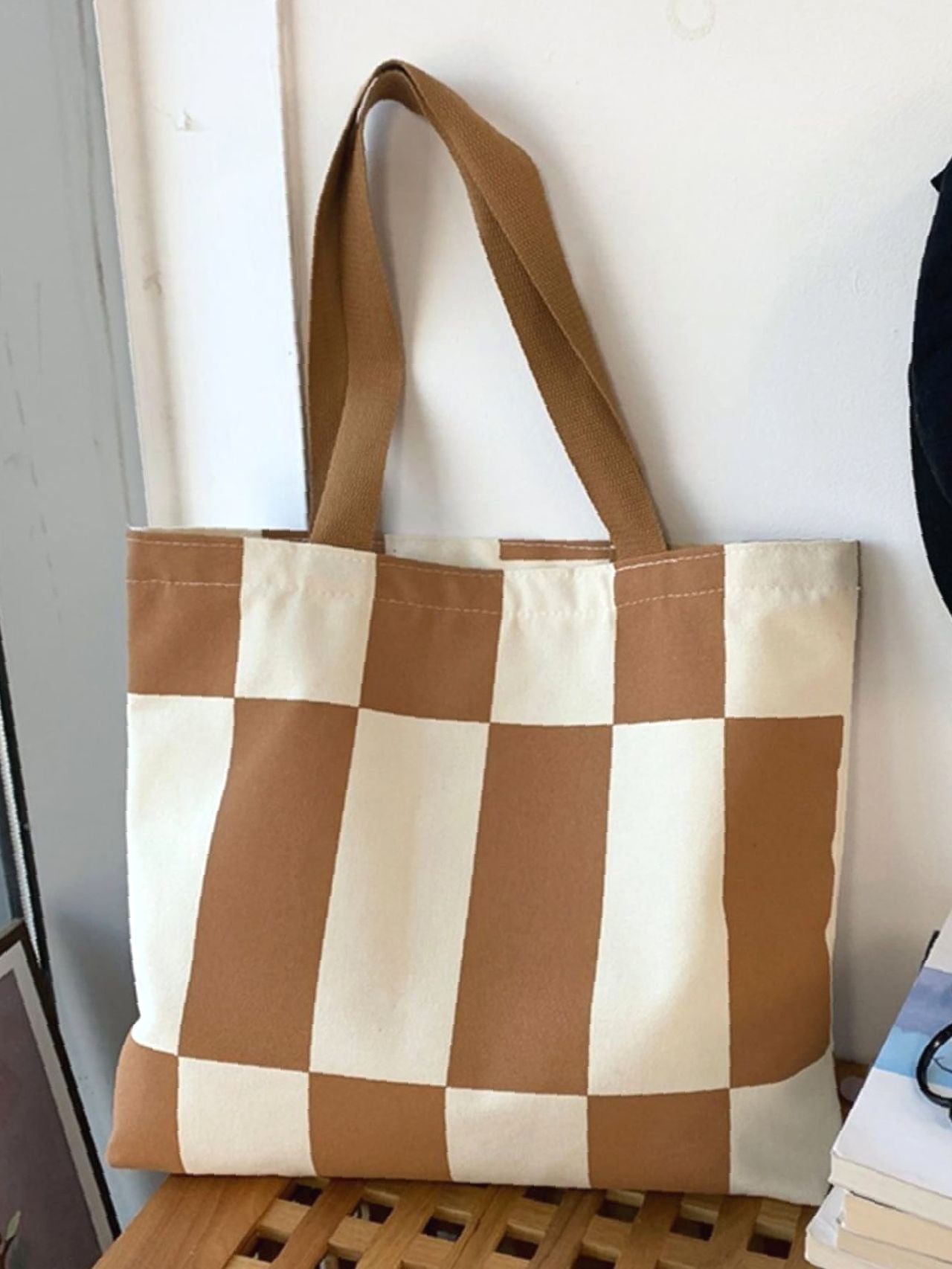 Futurecen - Two Tone Geometric Graphic Shopper Bag  - Women Tote Bags