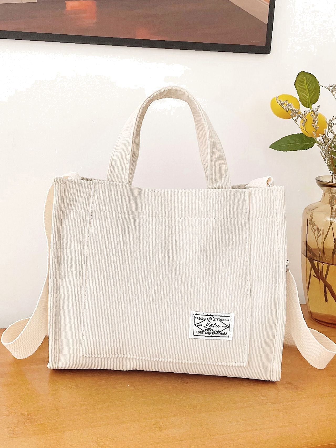 Futurecen - Letter Patch Top Handle Shopper Bag  - Women Tote Bags