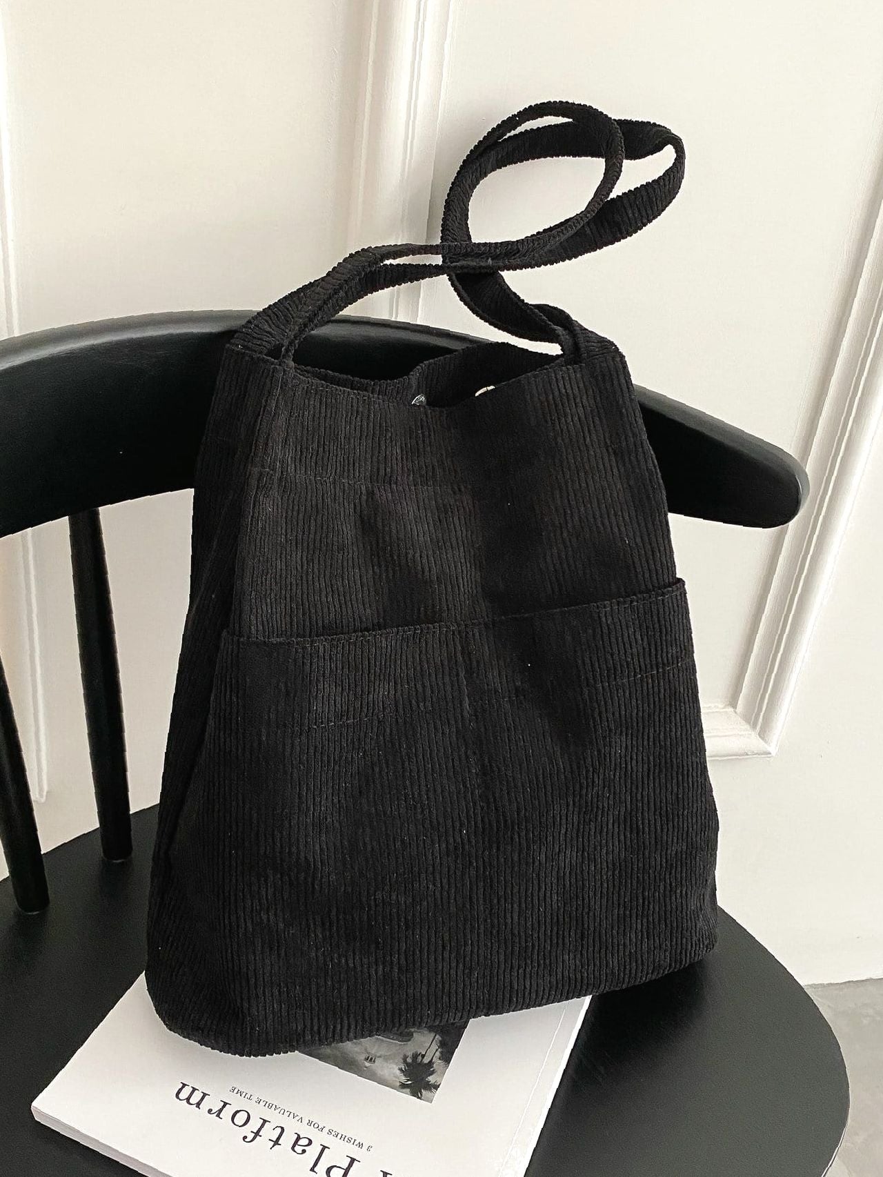 Futurecen - Minimalist Corduroy Tote Bag  - Women Tote Bags