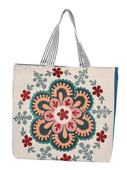 Futurecen - Flower Pattern Canvas Tote Bag  - Women Tote Bags