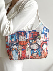 Futurecen - Cartoon Cat Print Tote Bag  - Women Tote Bags