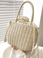 Futurecen - Drawstring Design Straw Bag  - Women Tote Bags