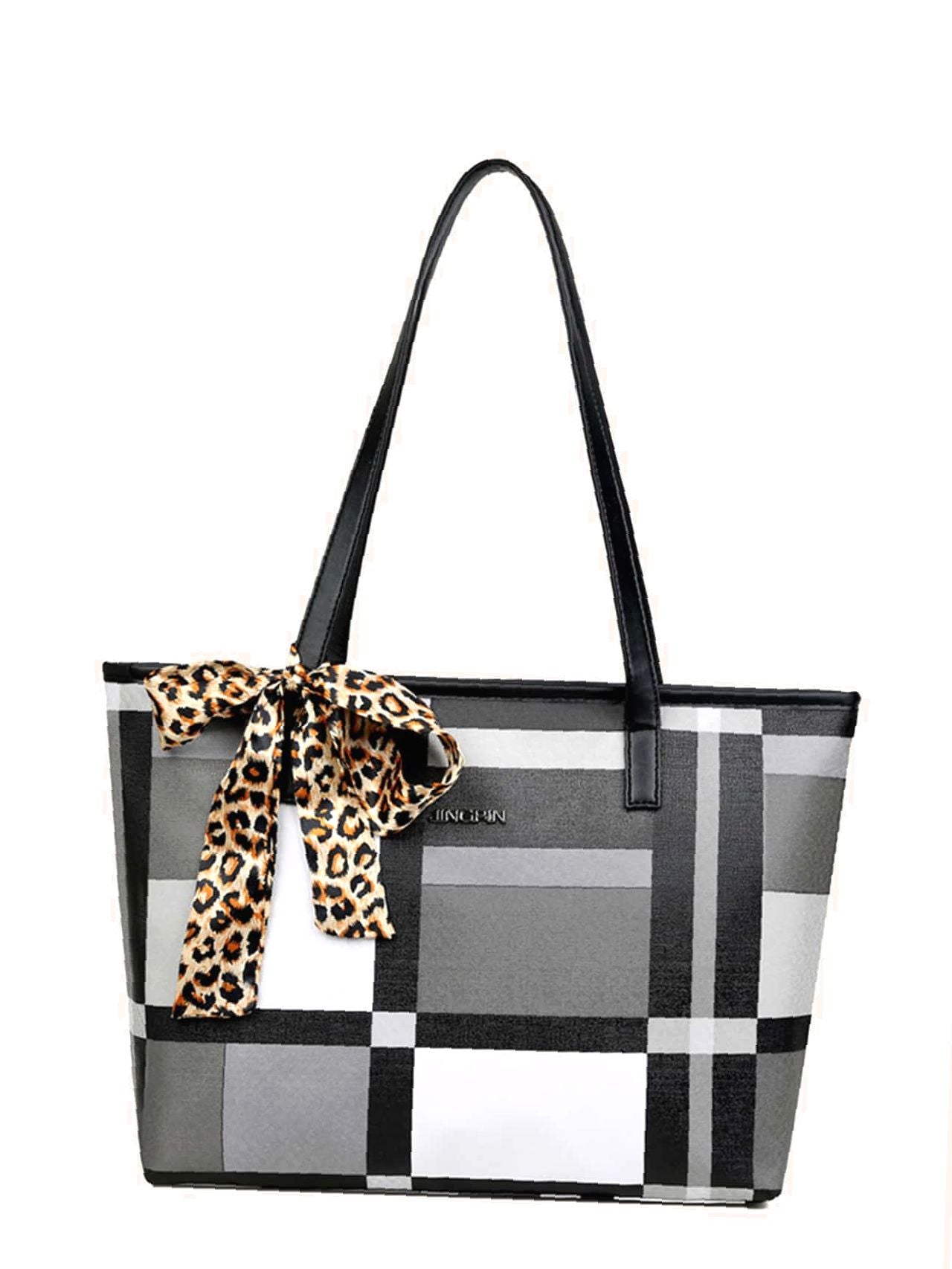 Futurecen - Twilly Scarf Decor Geometric Print Tote Bag  - Women Tote Bags