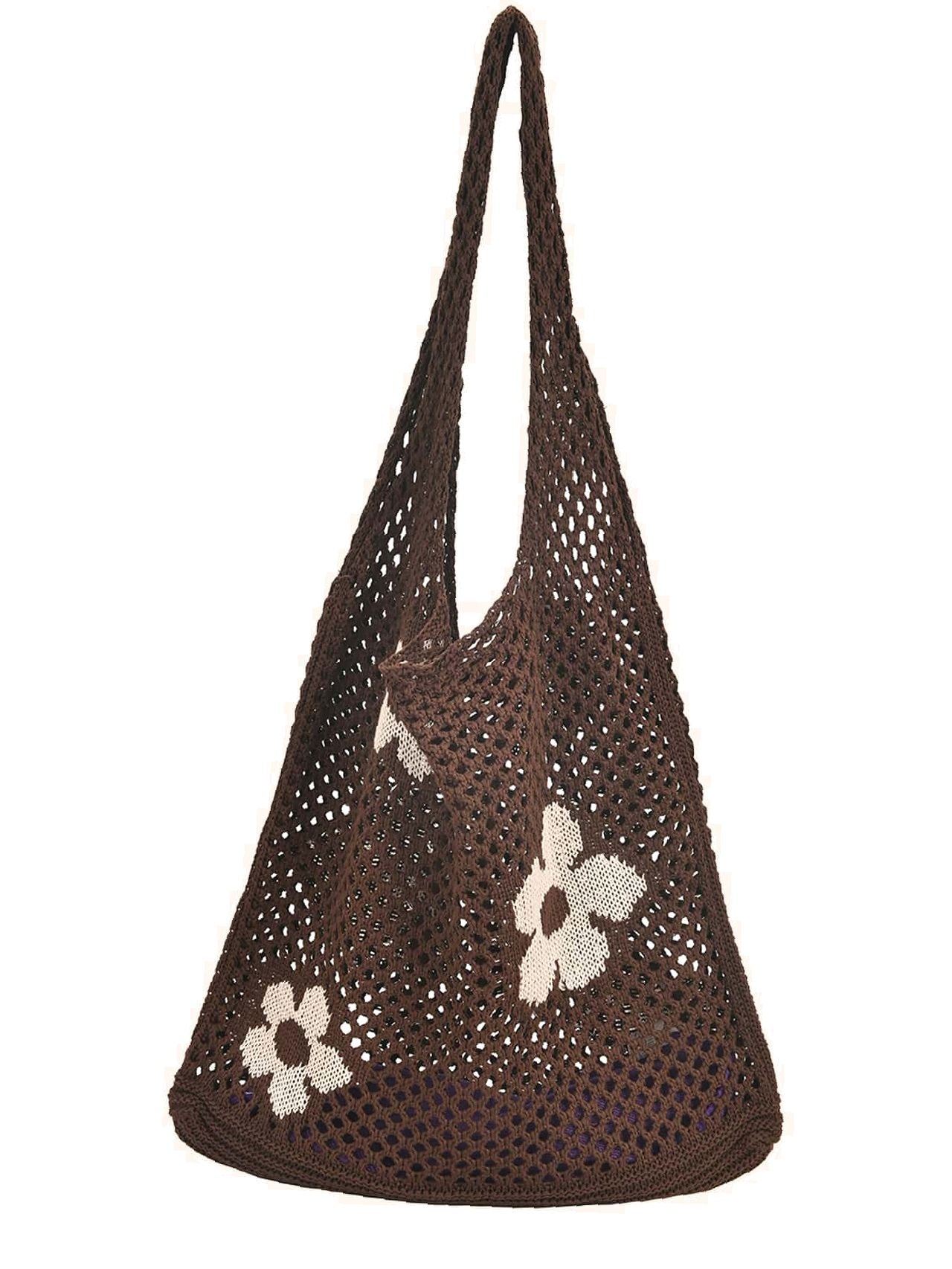 Futurecen - Floral Pattern Crochet Tote Bag  - Women Tote Bags