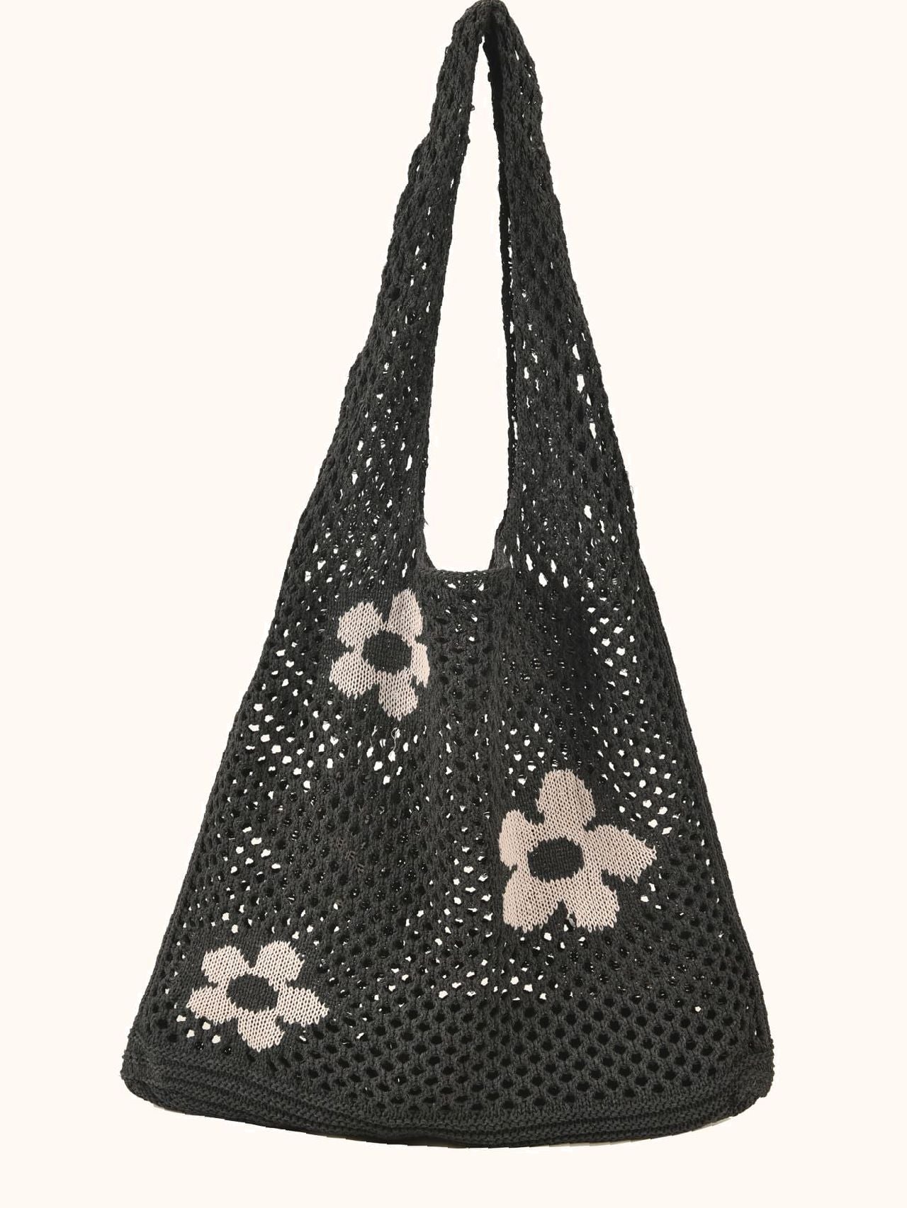 Futurecen - Flower Print Crochet Shopper Bag  - Women Tote Bags