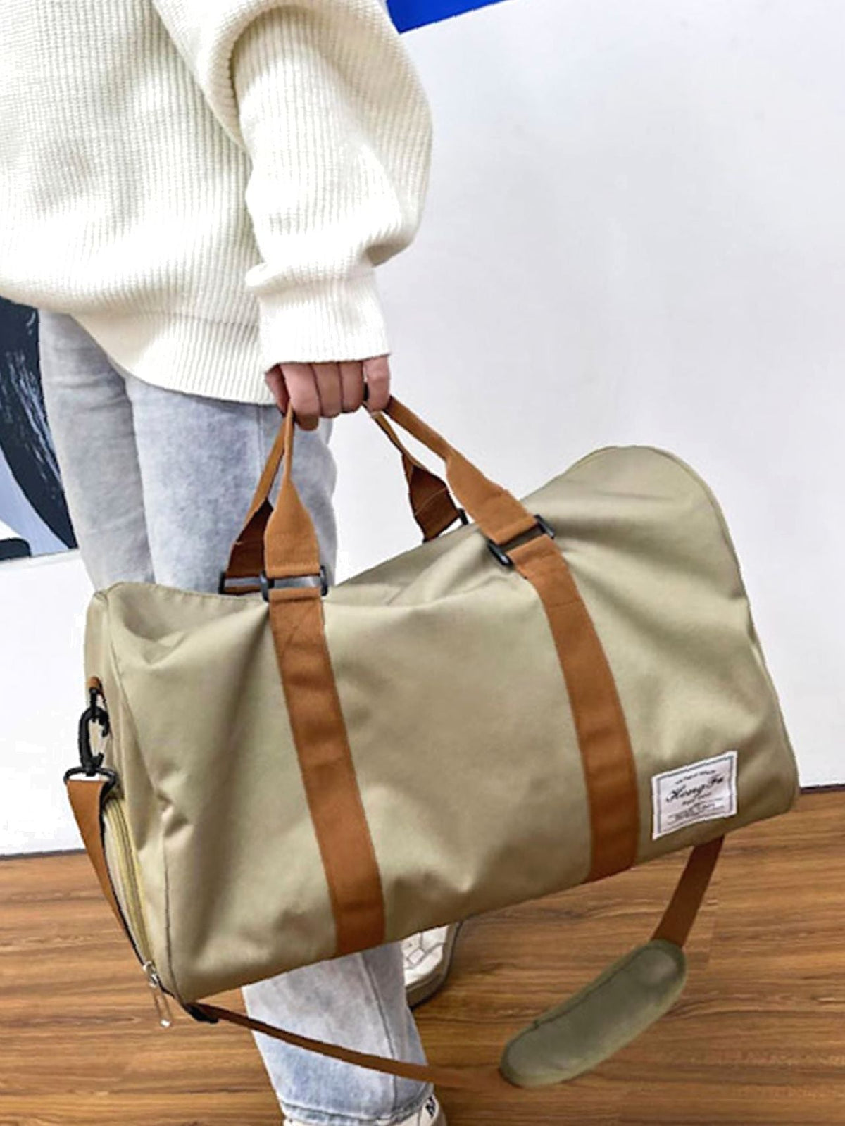 Futurecen - Letter Patched Large Capacity Duffel Bag  - Women Tote Bags