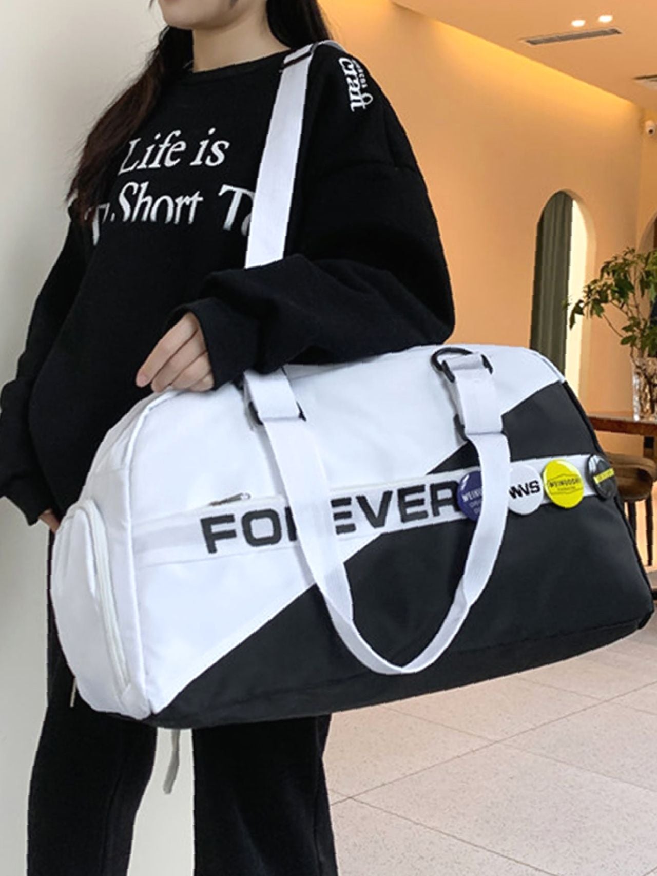 Futurecen - Letter Graphic Duffel Bag  - Women Tote Bags