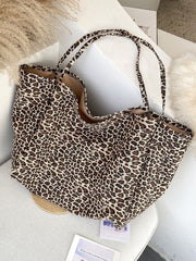 Futurecen - Leopard Graphic Canvas Shopper Bag  - Women Tote Bags