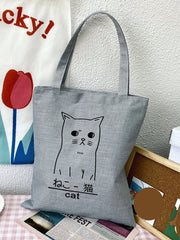 Futurecen - Cartoon Cat Graphic Shopper Bag  - Women Tote Bags