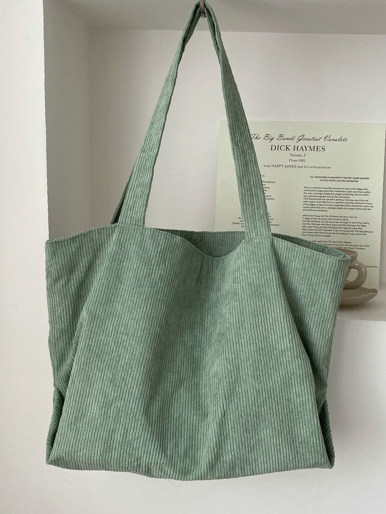 Futurecen - Minimalist Corduroy Shoulder Tote Bag  - Women Tote Bags