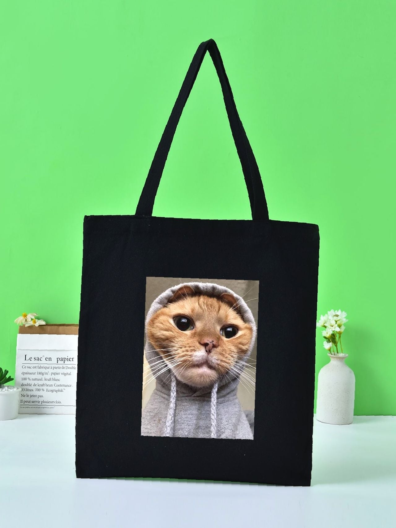 Futurecen - Cat Graphic Shopper Bag  - Women Tote Bags