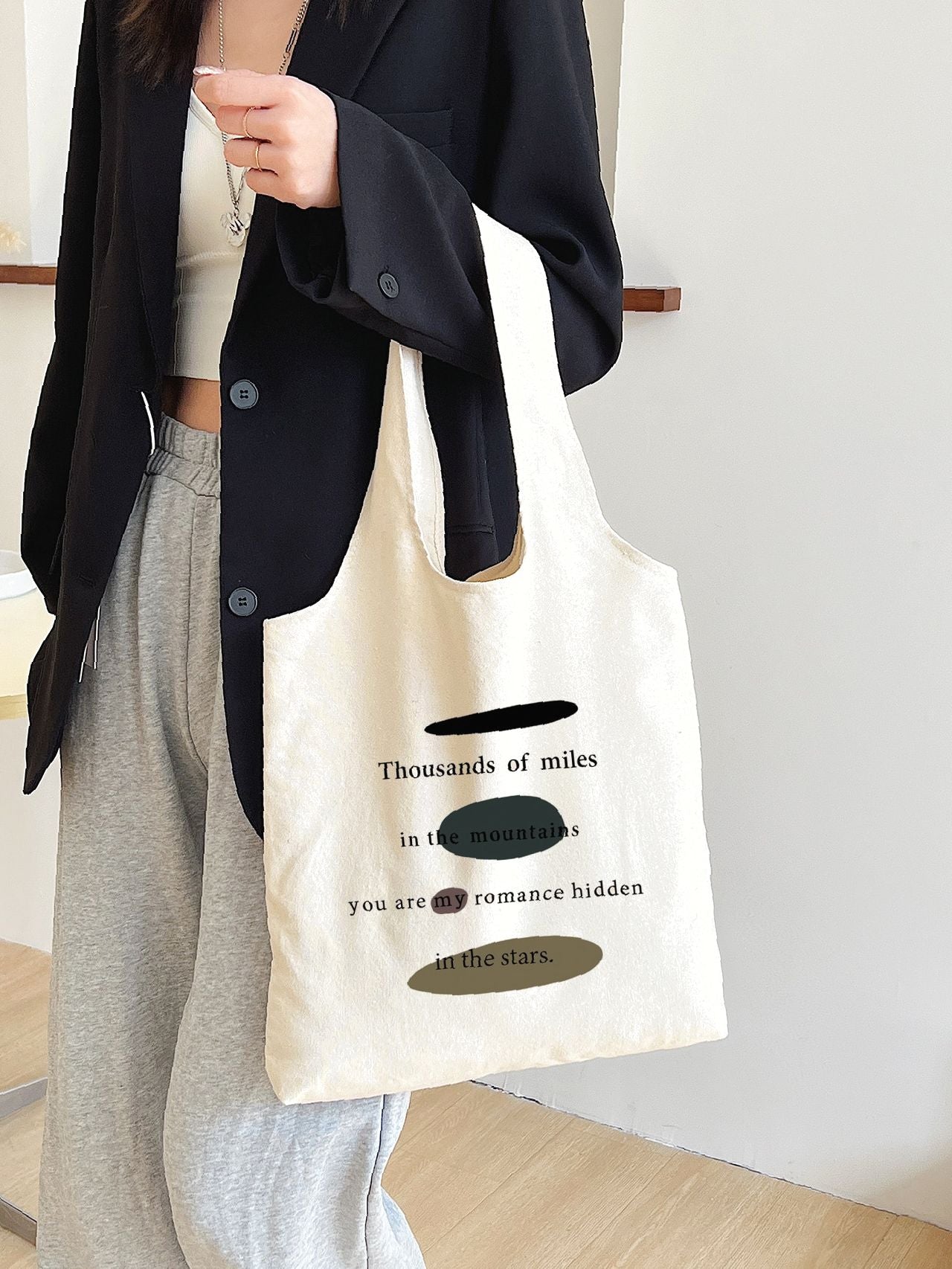 Futurecen - Letter Graphic Shopper Bag  - Women Tote Bags