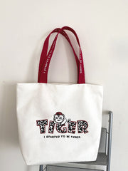 Futurecen - Cartoon & Slogan Graphic Shoulder Tote Bag  - Women Tote Bags