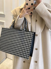 Futurecen - Allover Houndstooth Top Handle Bag  - Women Tote Bags