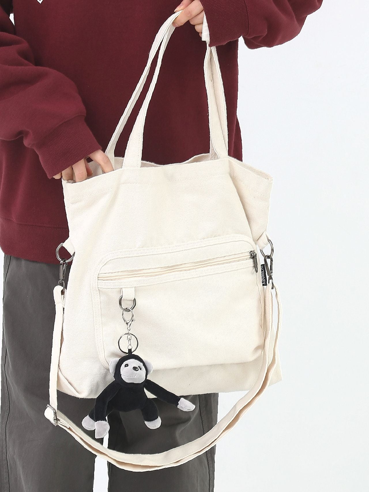 Futurecen - Minimalist Tote Bag with Cartoon Charm  - Women Tote Bags