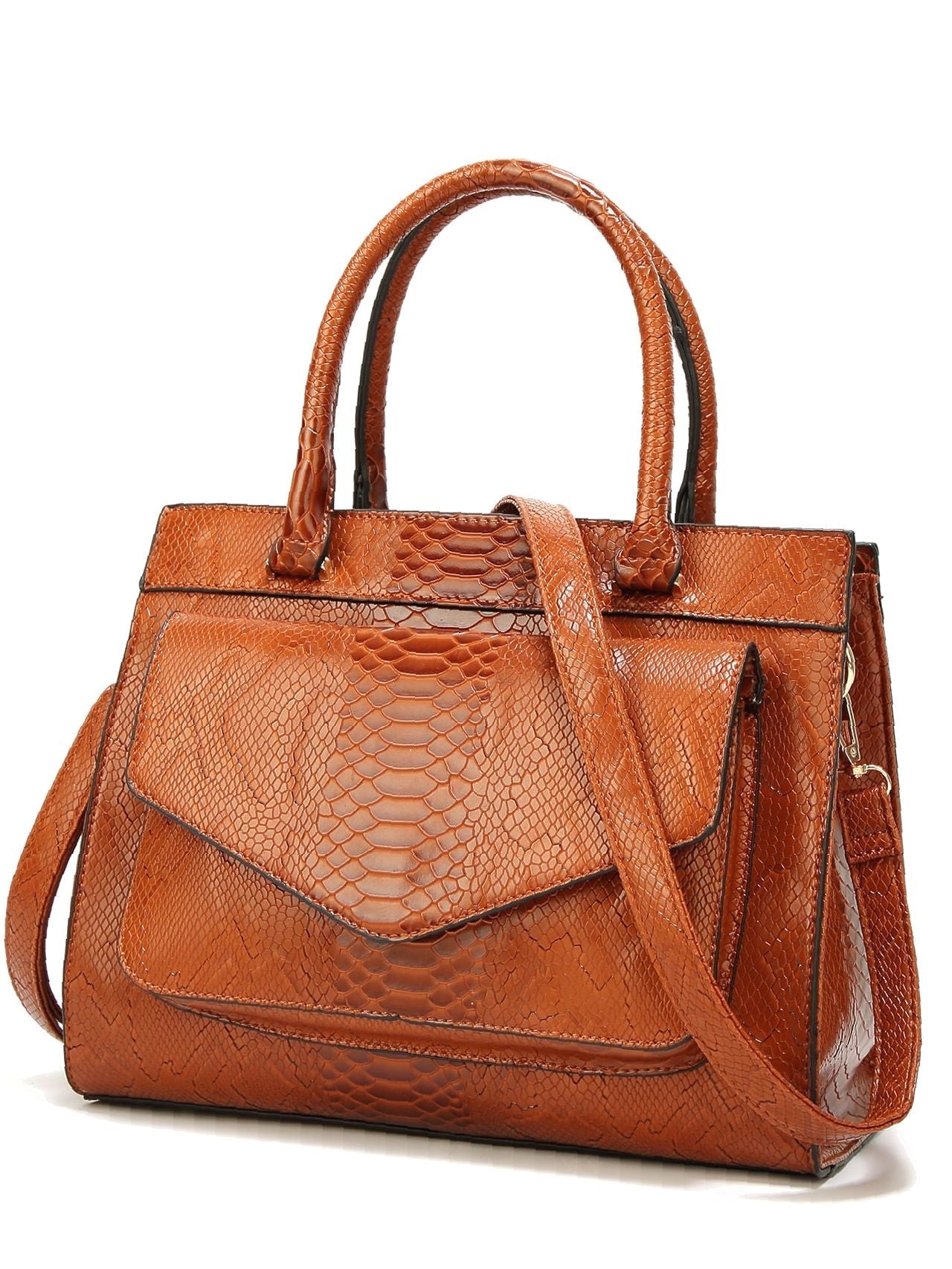 Futurecen - Minimalist Snake Embossed Top Handle Bag  - Women Tote Bags