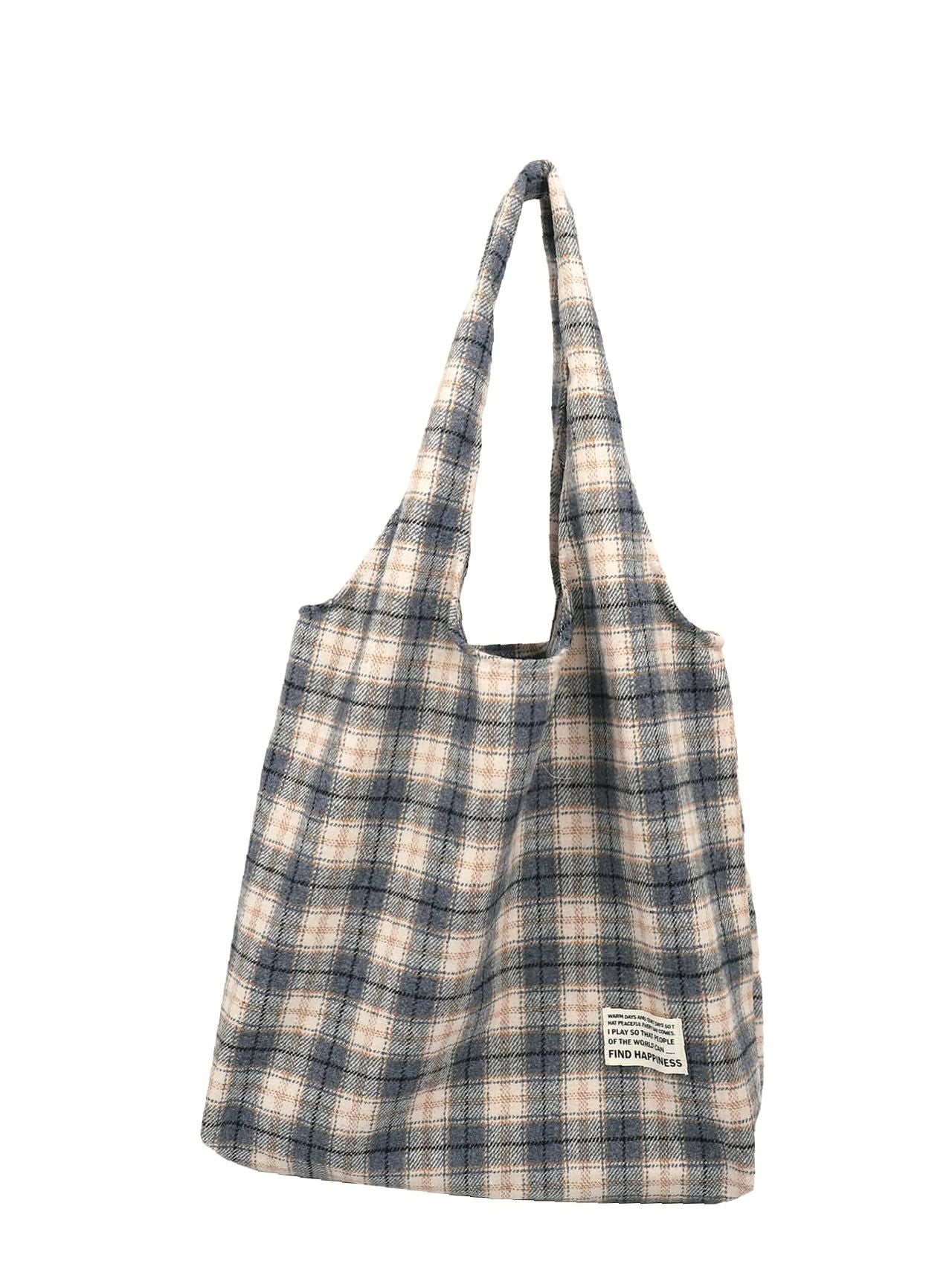 Futurecen - Plaid Pattern Tote Bag  - Women Tote Bags