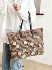 Futurecen - Floral Decor Straw Bag  - Women Tote Bags