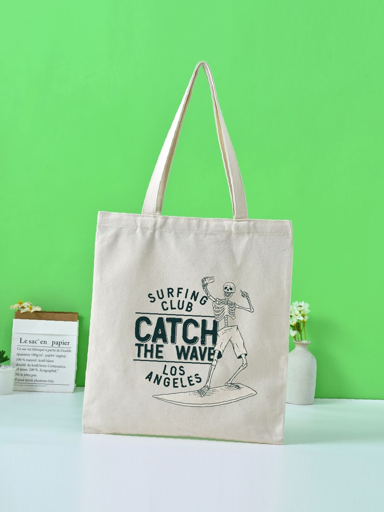 Futurecen - Slogan Graphic Shopper Bag  - Women Tote Bags