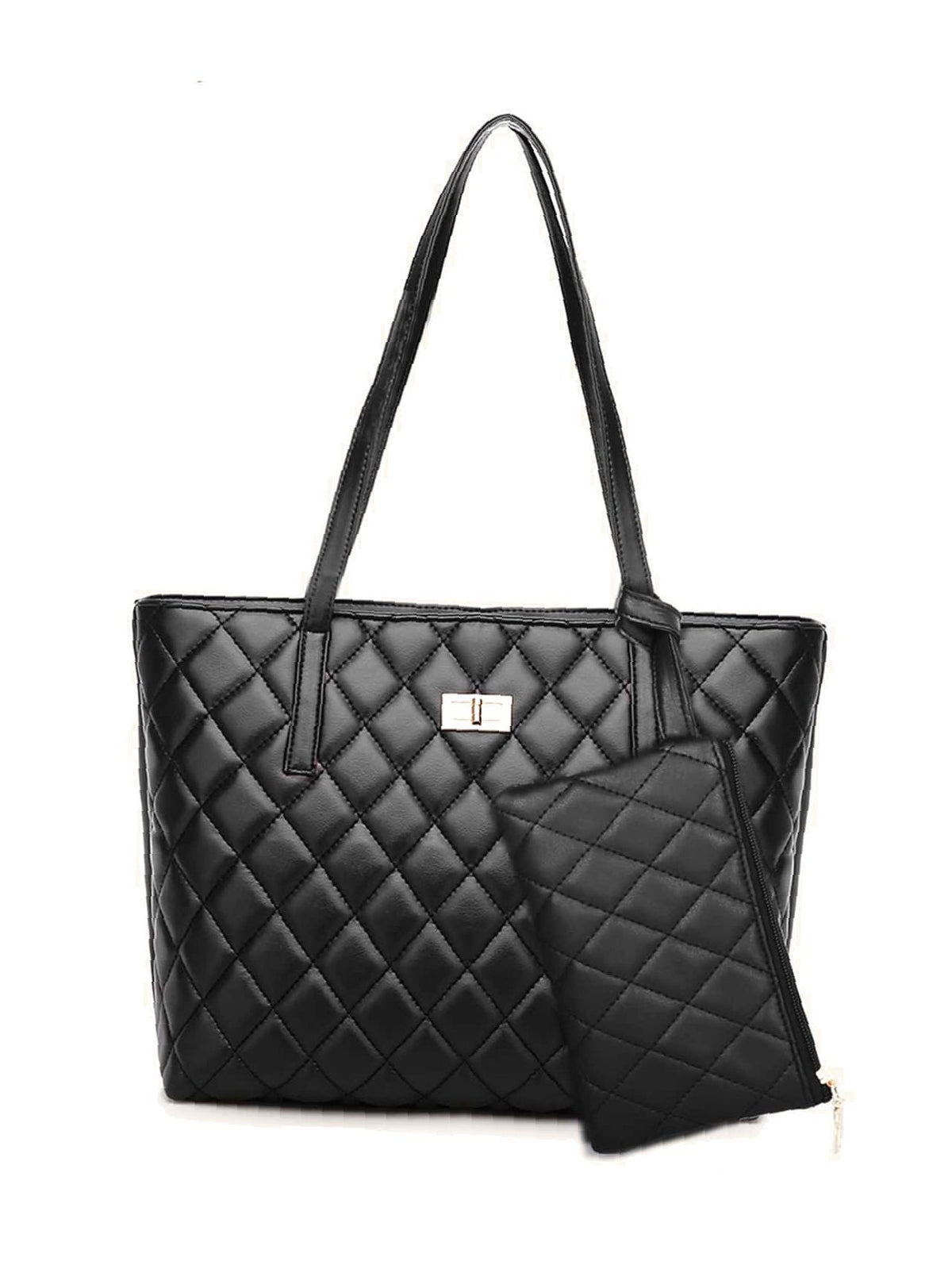 Futurecen - Twist Lock Quilted Tote Bag with Purse  - Women Tote Bags