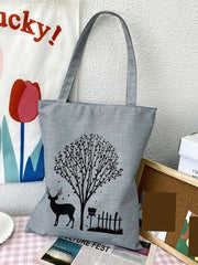 Futurecen - Tree & Deer Print Shopper Bag  - Women Tote Bags