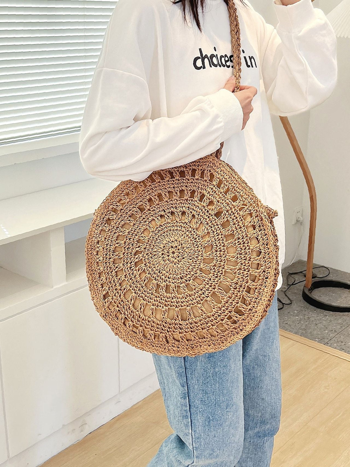 Futurecen - Minimalist Straw Circle Bag  - Women Tote Bags