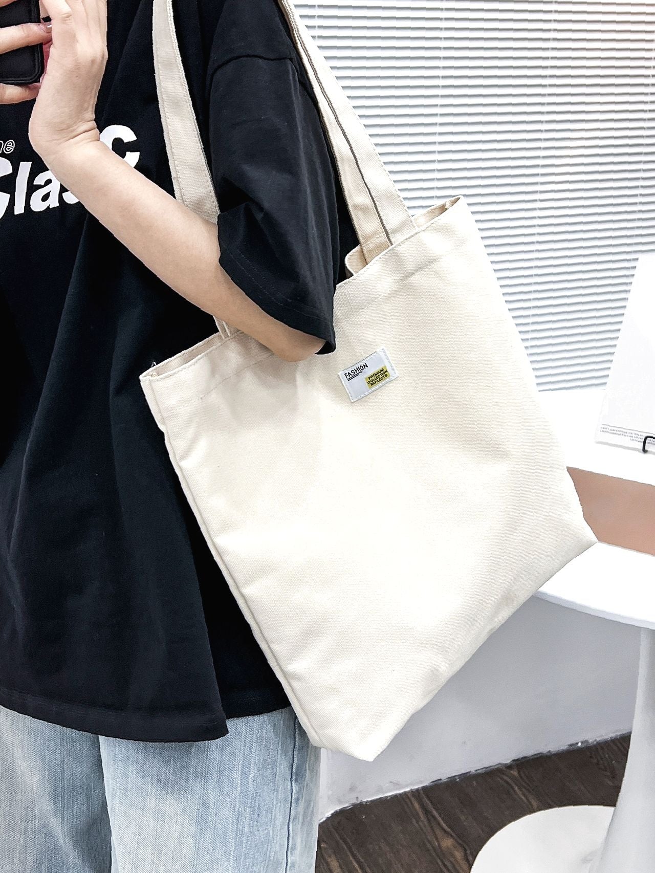 Futurecen - Letter Patch Shopper Bag  - Women Tote Bags