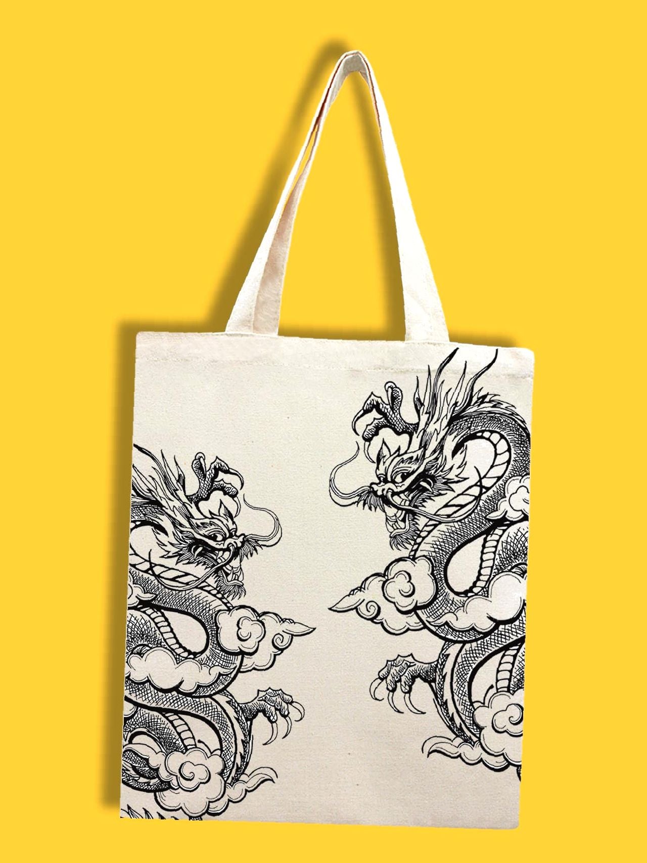 Futurecen - Chinese Dragon Graphic Shopper Bag  - Women Tote Bags