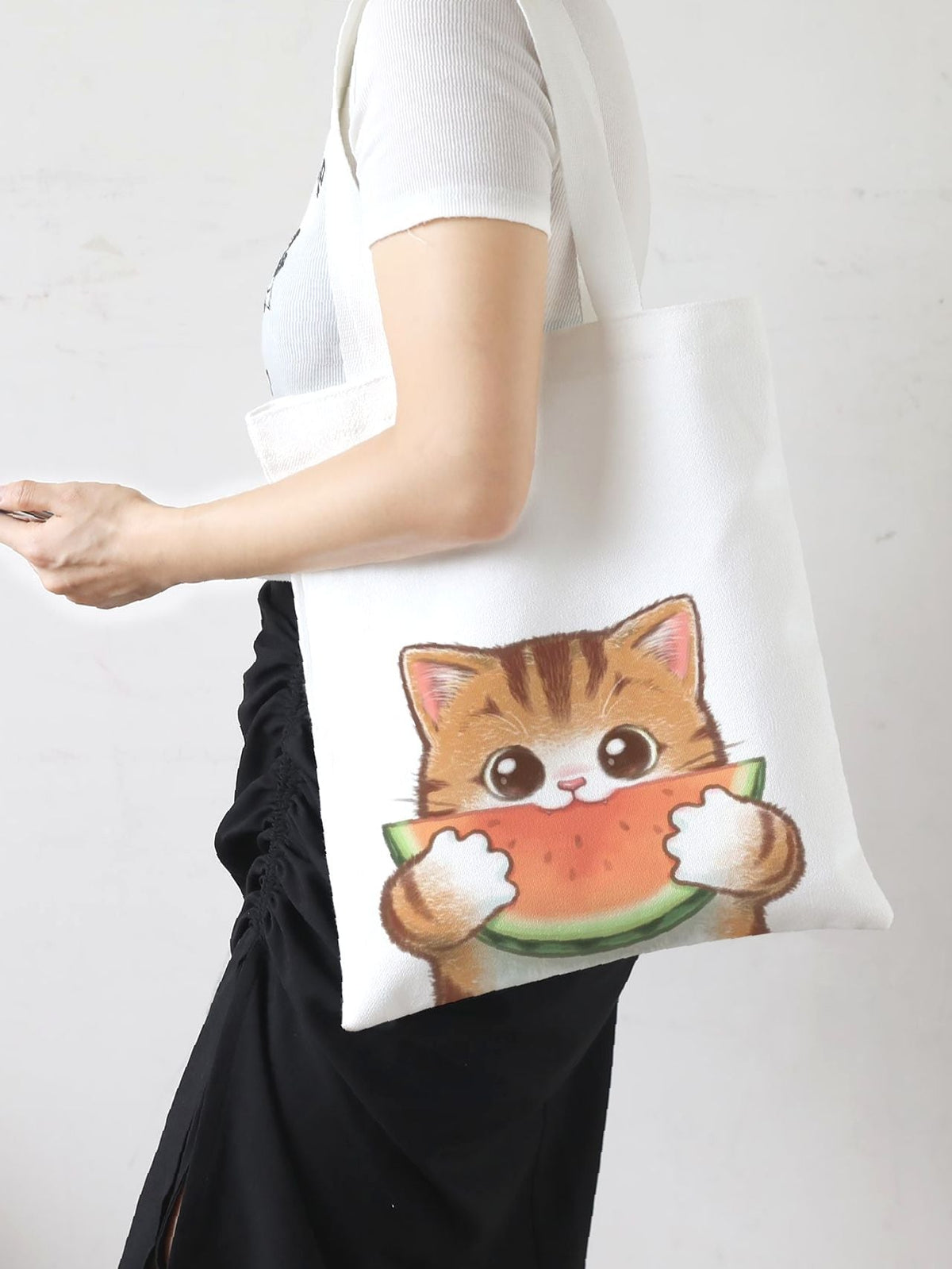 Futurecen - Cartoon Cat Graphic Shopper Bag  - Women Tote Bags