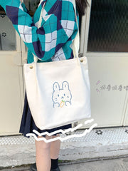 Futurecen - Cartoon Rabbit Graphic Shopper Bag  - Women Tote Bags