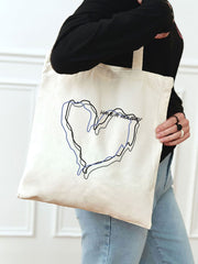 Futurecen - Heart & Slogan Graphic Shopper Bag  - Women Tote Bags