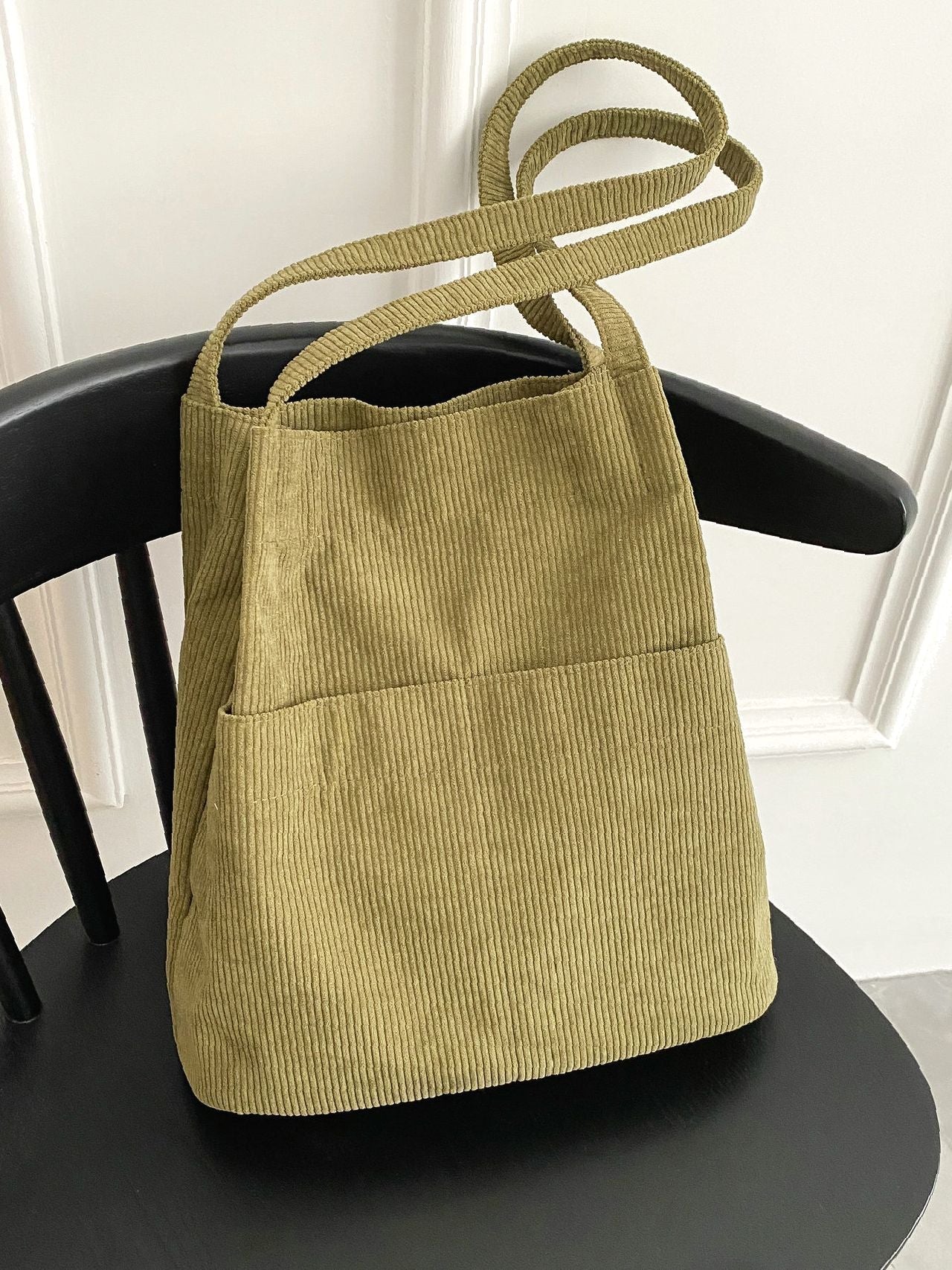 Futurecen - Minimalist Corduroy Tote Bag  - Women Tote Bags