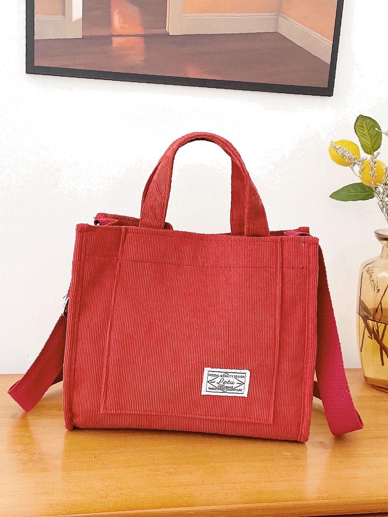 Futurecen - Letter Patch Top Handle Shopper Bag  - Women Tote Bags